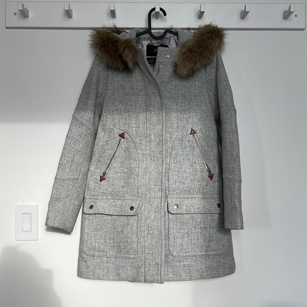 J. Crew Chateau Parka in Italian Stadium-cloth Wool in Heather Grey Sz 4